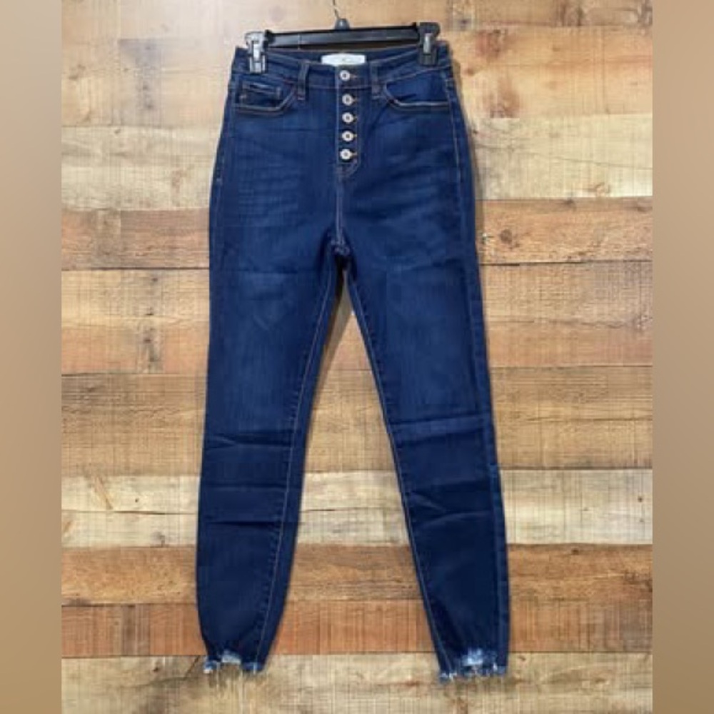 KanCan Button Fly Midnight Blue Cropped Jeans Size 7